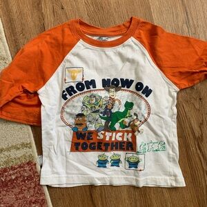Disney Orange and White Toy Story Long Sleeve Tee